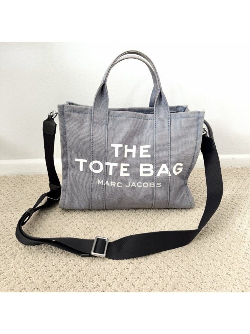 Marc Jacobs The Canvas Medium Tote Bag Blue Shadow Crossbody Strap Purse